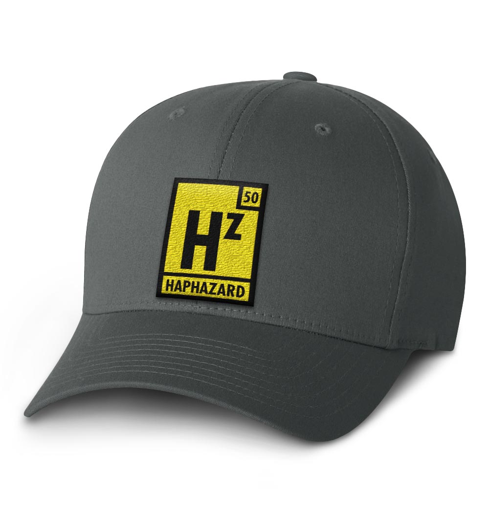 Haphazard Flexfit Cap — Dark Grey with Yellow Logo