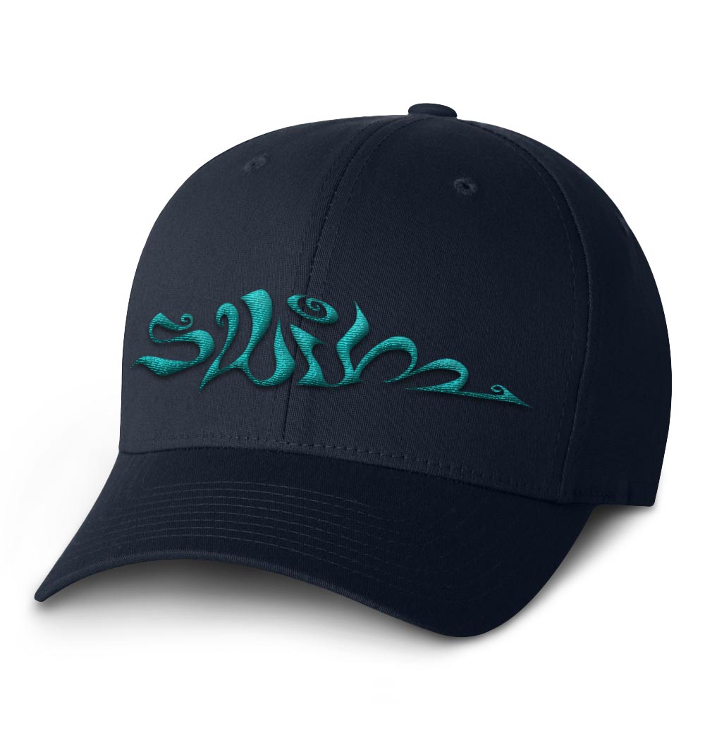 Swim Flexfit Cap — Navy with Teal Logo